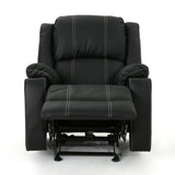 Christopher Knight Home® - Noble House - Sarina Traditional Black Leather Recliner with Steel Cup Holders