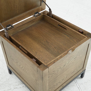 Homelegance By Top-Line Millie Storage Trunk End Table with Removable Tray Oak MDF