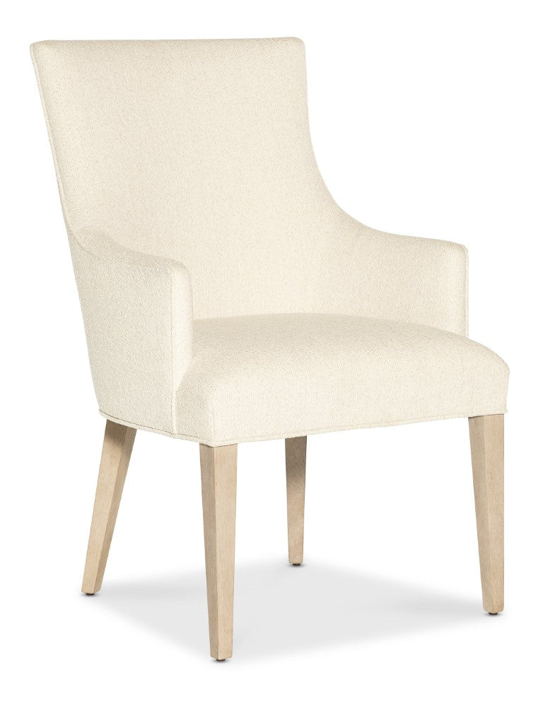 Hooker Furniture Westwood Modern Upholstered Arm Chair With Performance Fabric, Polished Oak Tapered Legs, Neutral Elegance 6133-75500-80