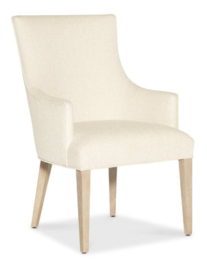 Hooker Furniture Westwood Modern Upholstered Arm Chair With Performance Fabric, Polished Oak Tapered Legs, Neutral Elegance 6133-75500-80
