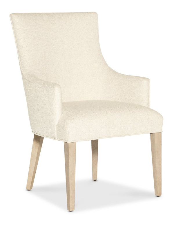 Hooker Furniture Westwood Modern Upholstered Arm Chair With Performance Fabric, Polished Oak Tapered Legs, Neutral Elegance 6133-75500-80