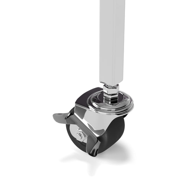 English Elm Watts 26" Bar Cart Chrome Frame with Black Tempered Glass Shelves, Bottle Rings, Glass Rack, Casters B136P159653