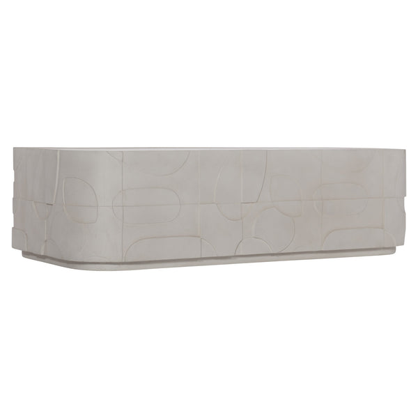 Bernhardt Bernhardt Sculptural Zina Cocktail Table In Stonecast With Carved Texture, Plinth Base & Casters 309023