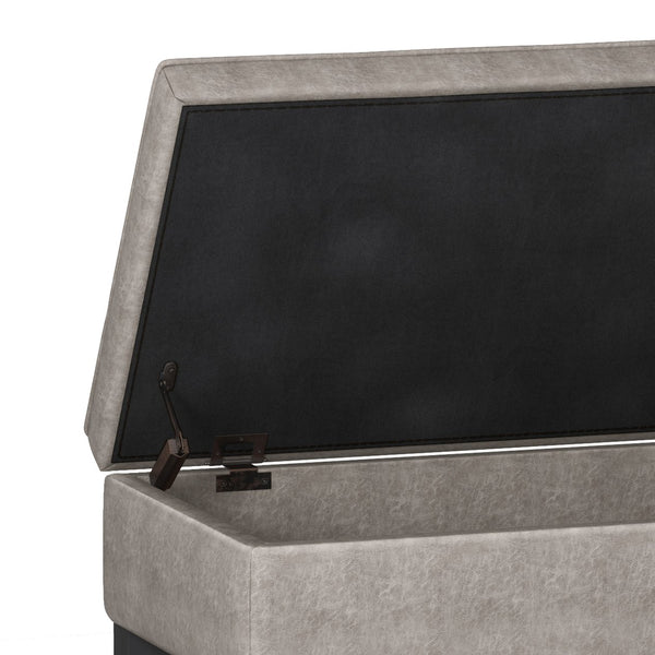 English Elm Cosmopolitan Storage Ottoman Bench - Distressed Grey Taupe, Stylish Seating & Hidden Storage Solution B136P158563