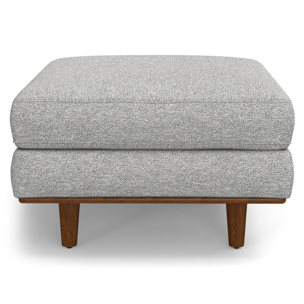 English Elm Morrison Ottoman: Handcrafted Mist Grey Mid-Century Modern Design For Versatile Comfort & Style B136P159951