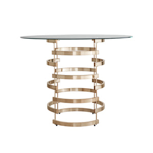 Homelegance By Top-Line Pierce Vortex Base Counter Height Dining Table Champagne Gold Metal