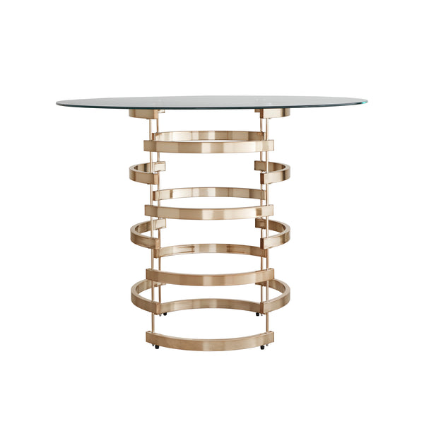 Homelegance By Top-Line Pierce Vortex Base Counter Height Dining Table Champagne Gold Metal