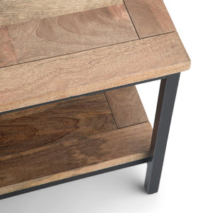 English Elm Skyler Square Coffee Table - Handcrafted Mango Wood With Charcoal Metal Frame & Storage Shelf B136P159614-GIGA