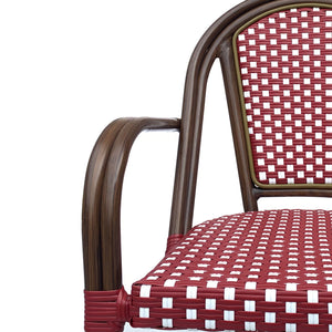 English Elm Bistro Wicker Outdoor Dining Chairs Set of Two with Rust Resistant Aluminum Frame Patio 72905.00RED