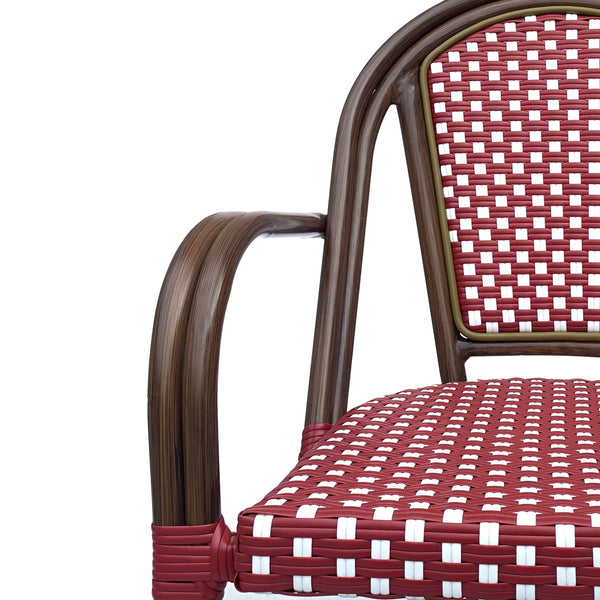 English Elm Bistro Wicker Outdoor Dining Chairs Set of Two with Rust Resistant Aluminum Frame Patio 72905.00RED
