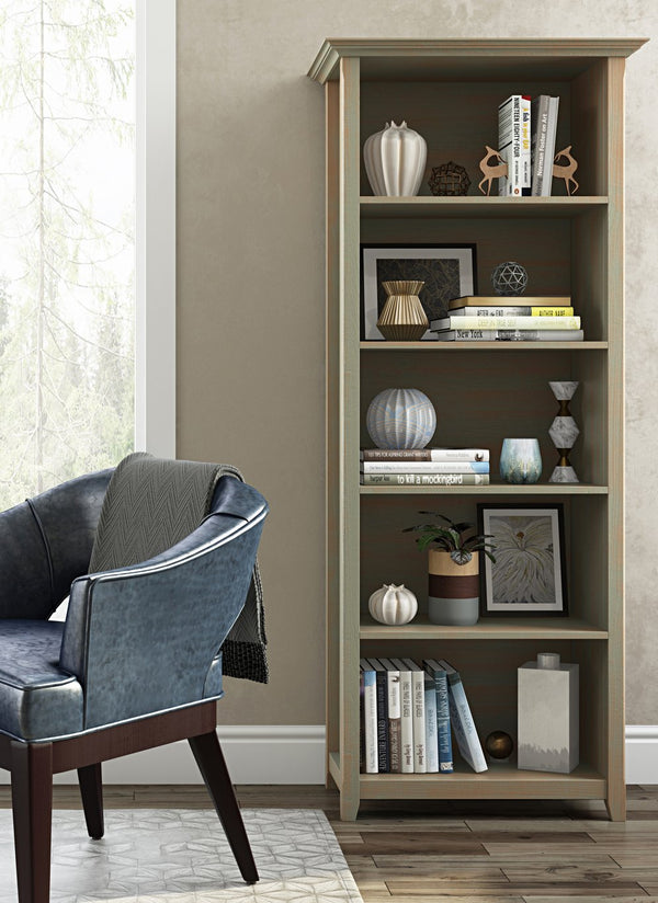 English Elm Amherst 30" Solid Wood 5-Shelf Bookcase In Hand-Distressed Grey For Timeless Home Storage Solutions B136P158318