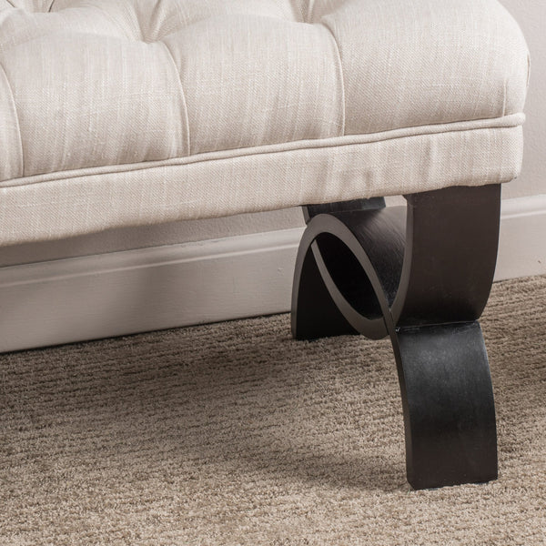 English Elm Christopher Knight Home® - Storage Ottoman Bench Light Beige Tufted Diamond Stitch with Birch Half-Circle Legs 41" W Stylish Seating and Storage 54743.00LBG