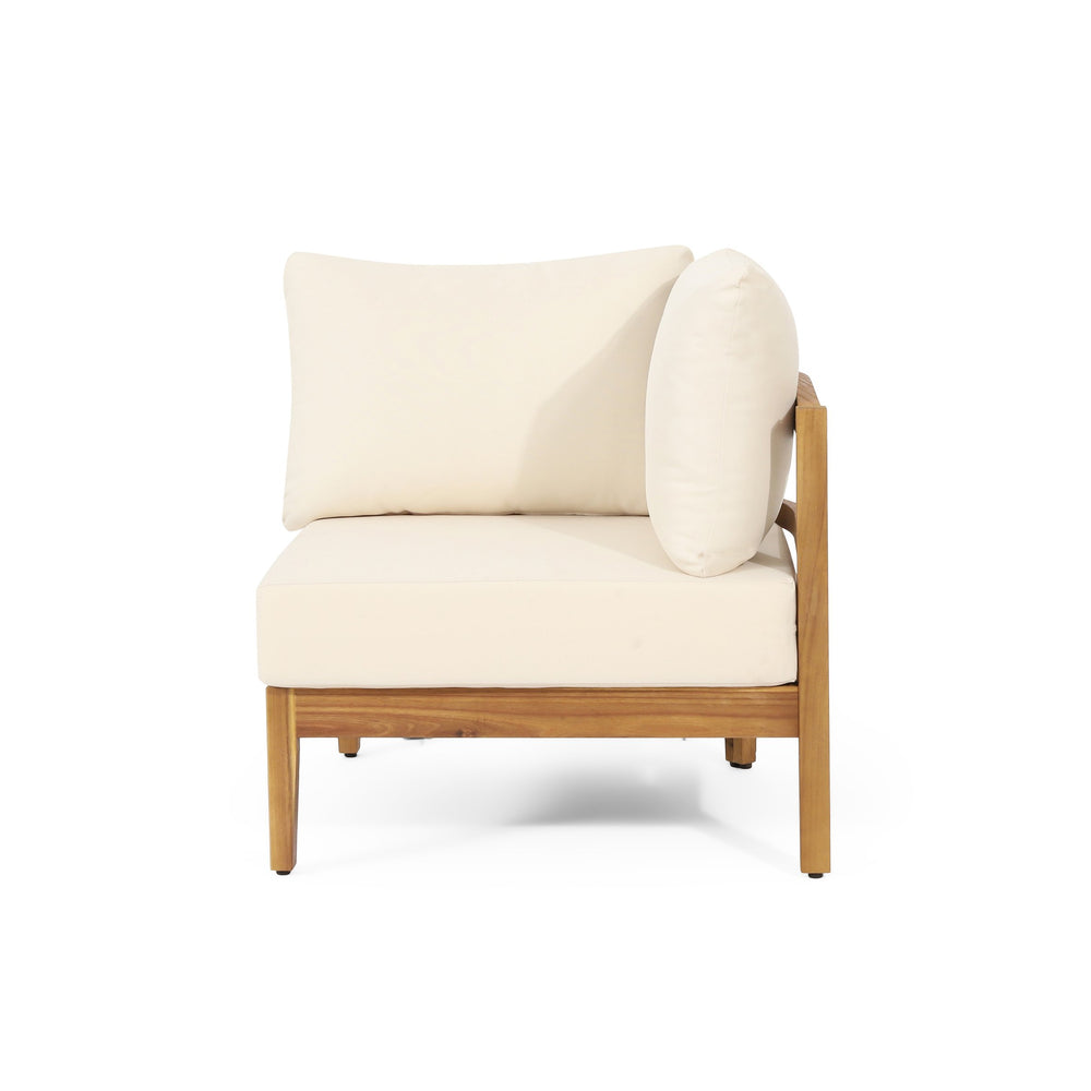 English Elm Crowne Outdoor Corner Chat Set Acacia Wood Woven Rattan Patio Conversation Furniture 74131.00