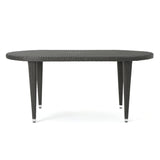 Christopher Knight Home® - Noble House - Dominica Outdoor 69 Inch Grey Wicker Oval Dining Table