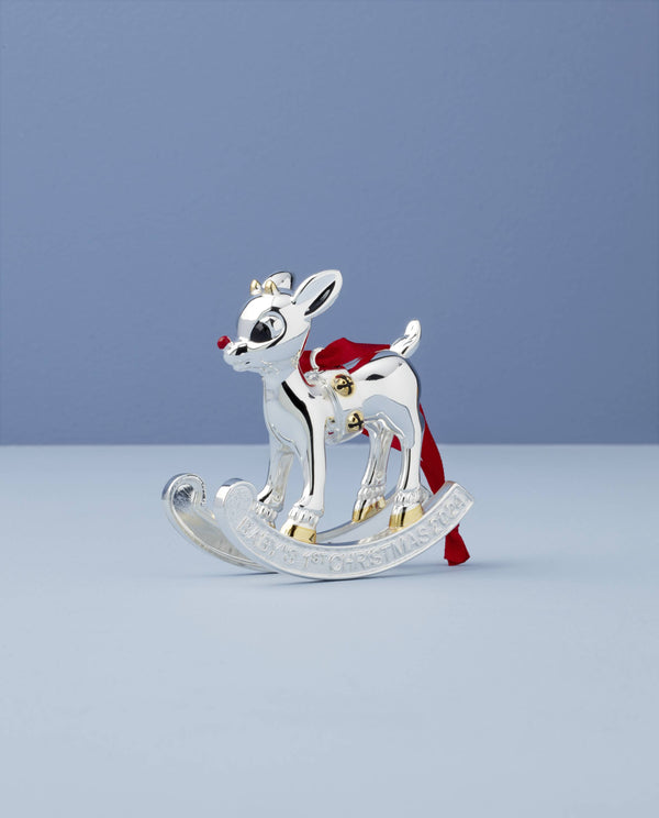 Lenox 2024 Baby's 1st Christmas Rudolph Ornament Metallic, SLVR PLATE METAL 895757