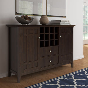 English Elm Bedford Sideboard Buffet With Wine Rack - Elegant Dark Chestnut Brown Storage For Dining Rooms B136P158482
