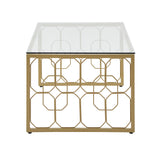 Homelegance By Top-Line Doxie Octagon Pattern Gold Metal and Glass Coffee Table Gold Metal