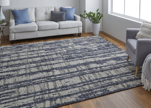 Feizy Rugs Altmar Hand Knotted Wool Rug - Modern Bohemian Style With Abstract Stripes For Any Interior Design Blue,Gray,Taupe Wool T18t6035nvybgep00