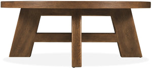 Hooker Furniture Driftwood Round Cocktail Table With Buckboard Finish, Oak Construction, Rustic Distressed Charm For Living Rooms Medium Wood 6820-80211-85