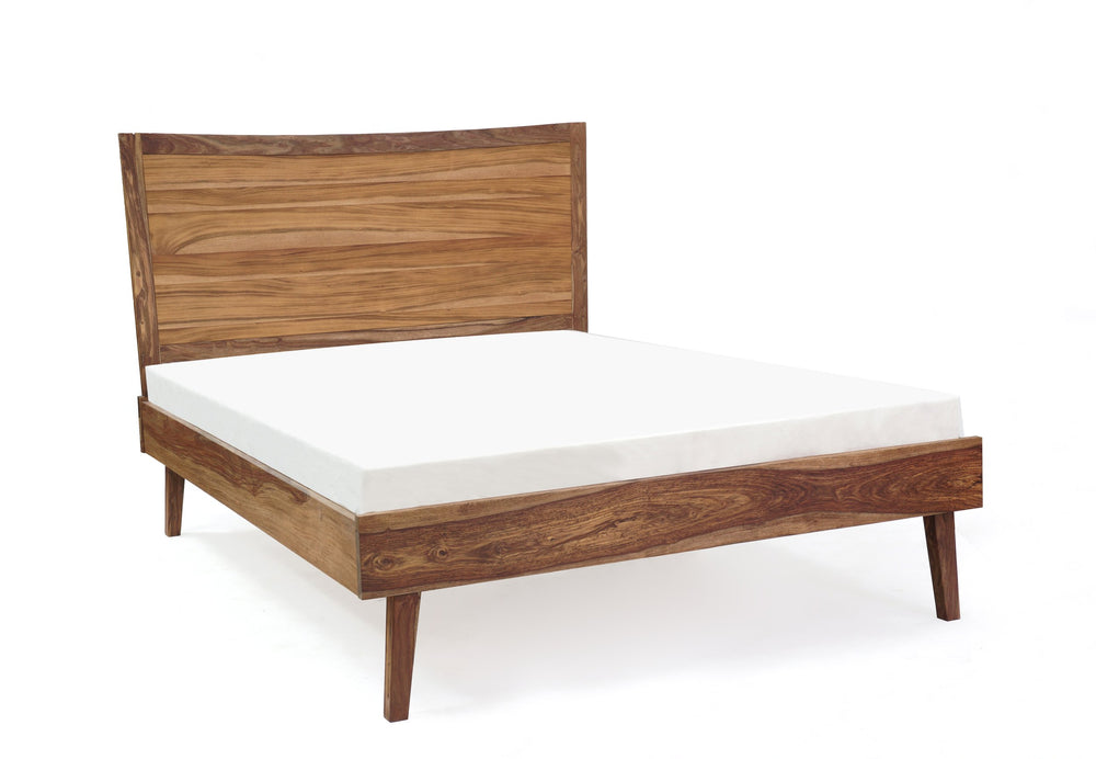 Porter Designs Porter Fusion Solid Sheesham Wood King Bed - Mid-century Modern Design In Light Brown Finish Light Brown Wood 04-117-04b-6750-kit