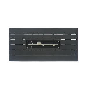 English Elm Rectangular Iron Propane Fire Table with Hidden Tank Storage and 30000 Btu Output 66597.00BLK-30K