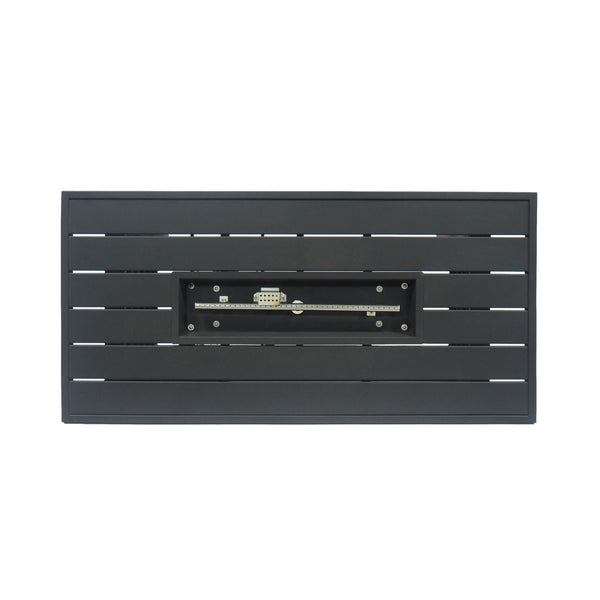 English Elm Rectangular Iron Propane Fire Table with Hidden Tank Storage and 30000 Btu Output 66597.00BLK-30K