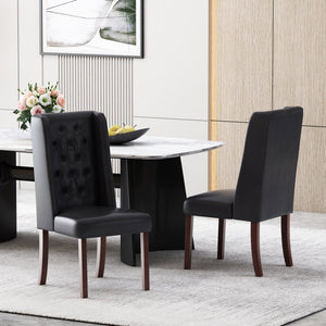 English Elm Dining Chair Set of Two Wingback Button Tufted High Back Birch Leg Upholstered 61539.00PUMDNT