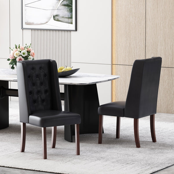 English Elm Dining Chair Set of Two Wingback Button Tufted High Back Birch Leg Upholstered 61539.00PUMDNT