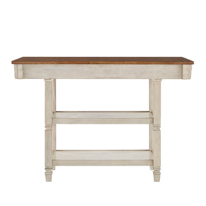Homelegance By Top-Line Matthieu Two-Tone Antique Kitchen Island Buffet White Rubberwood