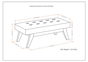 English Elm Draper - Stylish Mid-Century Tufted Ottoman Bench In Slate Grey For Versatile Home Decor Use B136P158192
