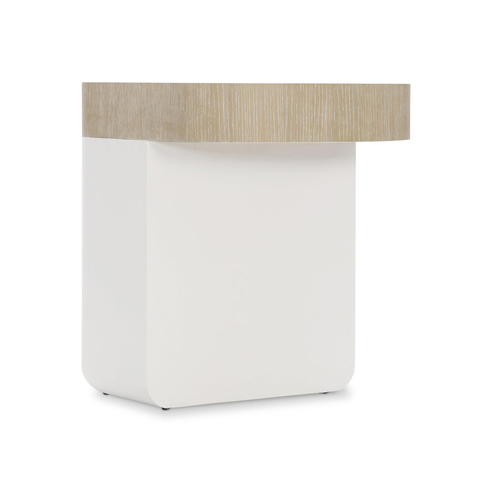 Bernhardt Bernhardt Solaria Side Table With Dune Finish, Faux-Stone Base, Flyover Overhang For Sofa Access 310122