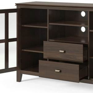 English Elm Artisan Tall Tv Media Stand - Rich Tobacco Brown, Solid Wood With Stylish Storage & Timeless Design B136P158411