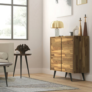 English Elm Lowry - Handcrafted Medium Storage Cabinet In Distressed Golden Wheat With Adjustable Shelves & Metal Accents B136P158856