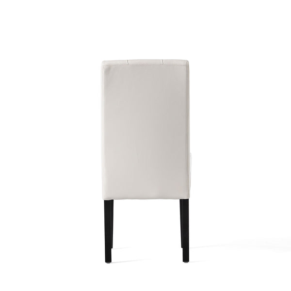 English Elm Carter Ivory Bonded Leather Tufted Dining Chairs Set of Two with Espresso Legs 54274.00IVY