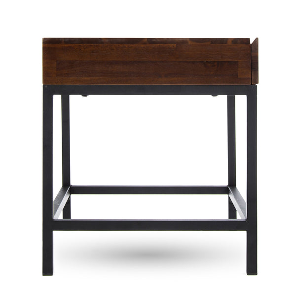 English Elm Christopher Knight Home® - STORAGE Dark Oak Side Table with Industrial Metal Frame, Sustainable Acacia Wood, Compact 22"H x 20"W 61360.00