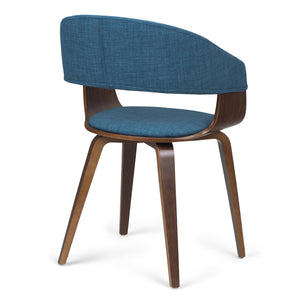 English Elm Lowell Bentwood Dining Chair - Stylish Blue Linen Upholstery, Mid-Century Modern Design & Comfort B136P158836