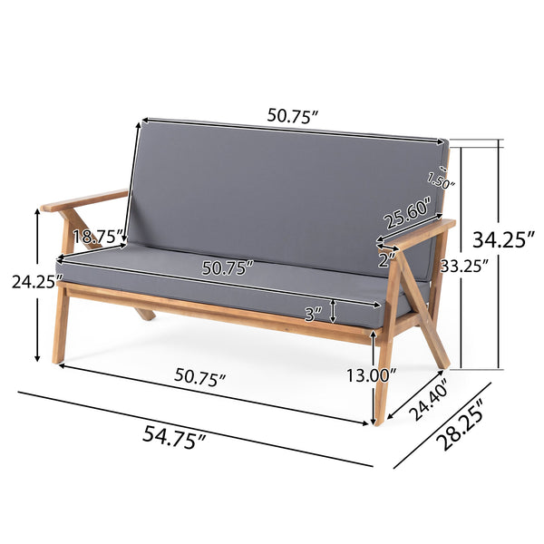 English Elm Panama Acacia Wood 4 Piece Outdoor Chat Set with Weather Resistant Cushions 59411.00
