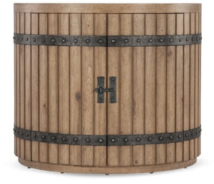 Hooker Furniture Vineyard Demilune Nightstand With Sonoma Pecky Hickory, Rustic Hammered Pulls & Soft‑Close Doors 6952-90115-80