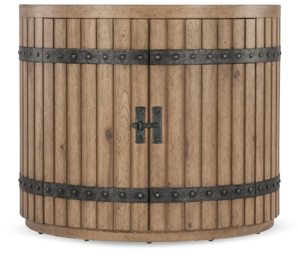 Hooker Furniture Vineyard Demilune Nightstand With Sonoma Pecky Hickory, Rustic Hammered Pulls & Soft‑Close Doors 6952-90115-80