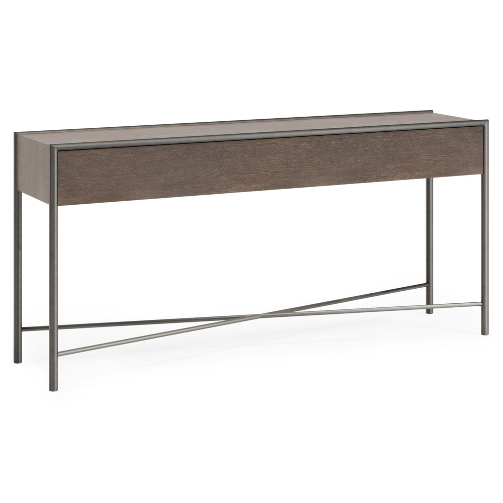 Bernhardt Bernhardt Outline Console Table With Wire-Brushed Oak Top & Sculptural Atra Steel Frame, 68" 360921