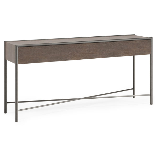 Bernhardt Bernhardt Outline Console Table With Wire-Brushed Oak Top & Sculptural Atra Steel Frame, 68" 360921