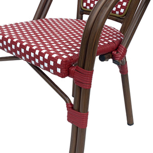 English Elm Bistro Wicker Outdoor Dining Chairs Set of Two with Rust Resistant Aluminum Frame Patio 72905.00RED