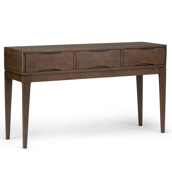 English Elm Harper Console Sofa Table - Versatile Mid-Century Design In Rich Walnut Brown With Storage Drawers B136P158162