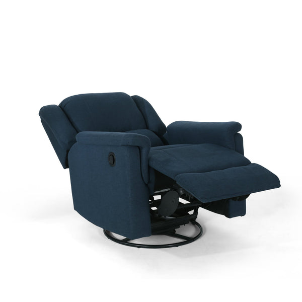 English Elm Christopher Knight Home® - GLIDER Plush Fabric Swivel Recliner with Smooth Gliding Motion, Contemporary Upholstered Comfort Navy Blue 61368.00