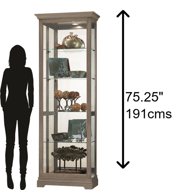 Hekman Furniture 680675 Elegant Lighted Curio Cabinet – Stunning Glass Display For Collectibles With Adjustable Features Aged Grey Brantley V Curio Cabinet 680675