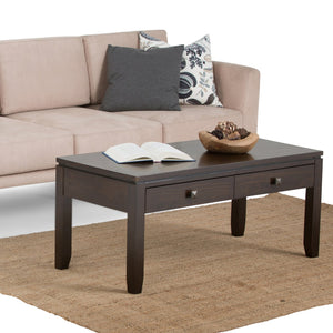 English Elm Cosmopolitan Coffee Table In Mahogany Brown - Handcrafted Solid Pine With Stylish Storage & Design B136P159515