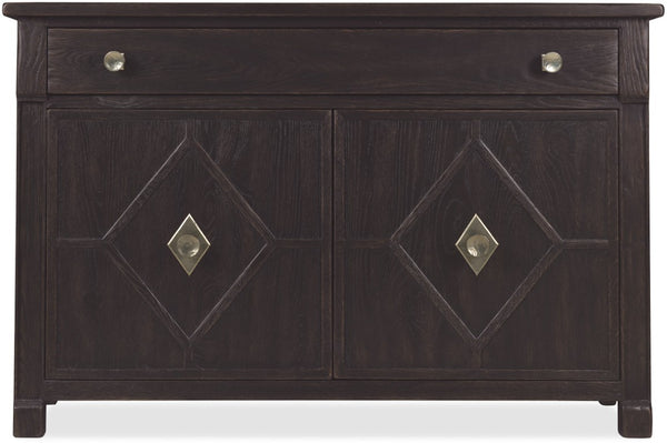 Hooker Furniture Driftwood Hall Chest With Buckboard Finish, Diamond-Motif Doors, Soft-Close Drawer & Storage Blacks 6820-85005-99