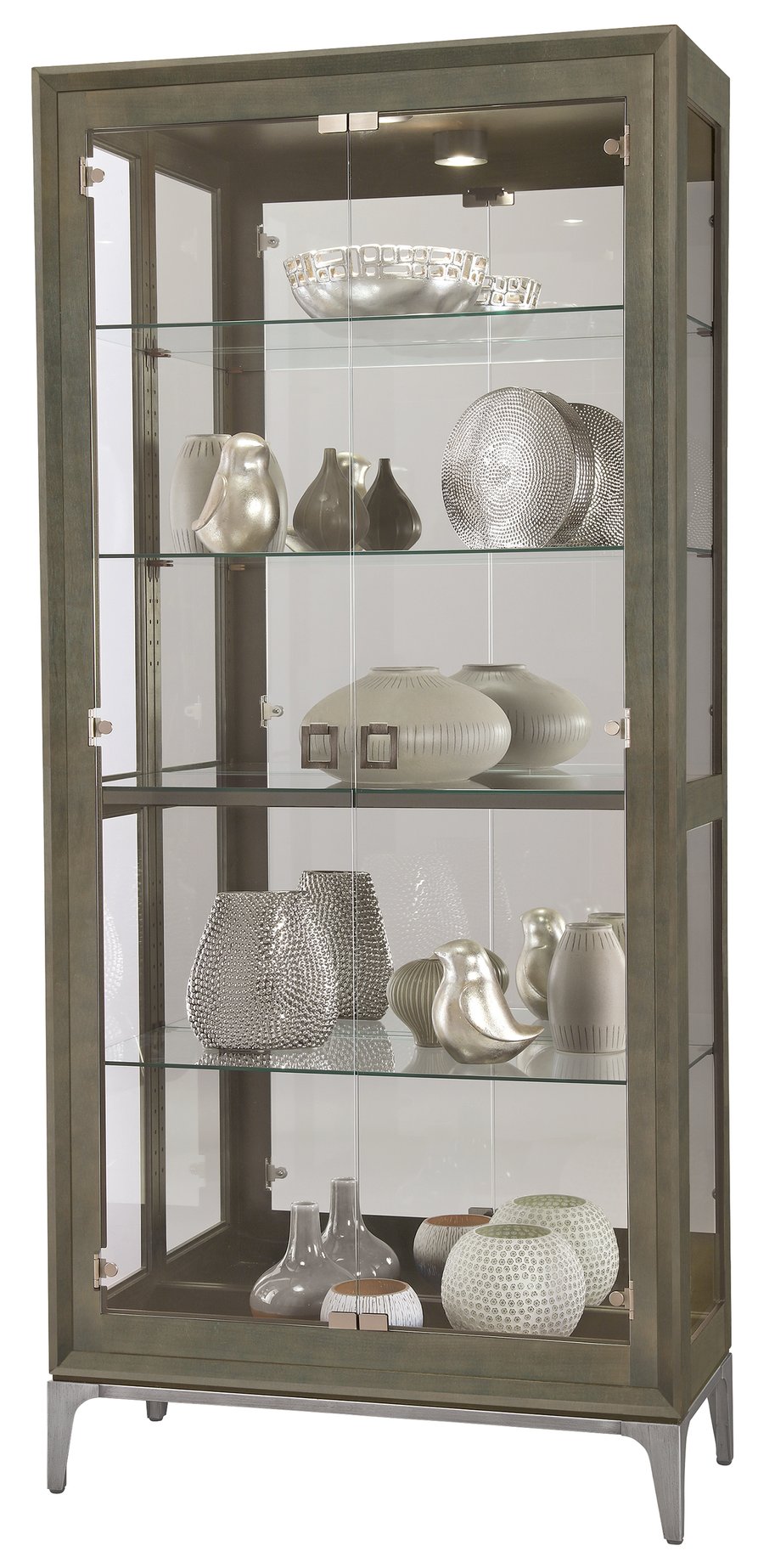 Hekman Furniture 680693 Sheena Ii Curio Cabinet - Elegant Glass Display With Adjustable Shelves & Mirrored Back Design Smoke Grey Sheena Iii Curio Cabinet 680694