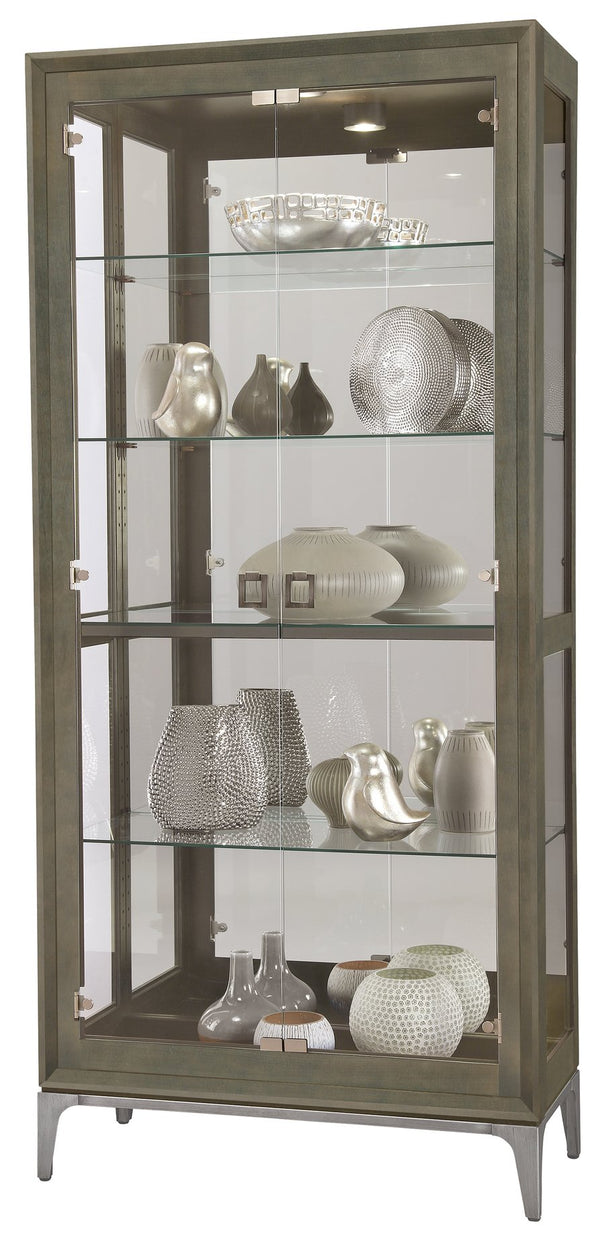 Hekman Furniture 680693 Sheena Ii Curio Cabinet - Elegant Glass Display With Adjustable Shelves & Mirrored Back Design Smoke Grey Sheena Iii Curio Cabinet 680694