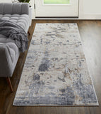 Feizy Rugs Laina Polyester/Polypropylene Machine Made Industrial Rug Ivory/Gray/Blue 3' x 12'